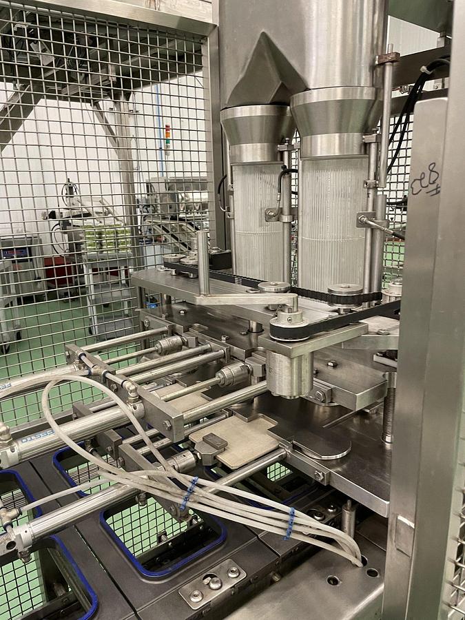 Used Osgood Dual Lane Tray/Cup Filling and Sealing Machine, Gas Flush