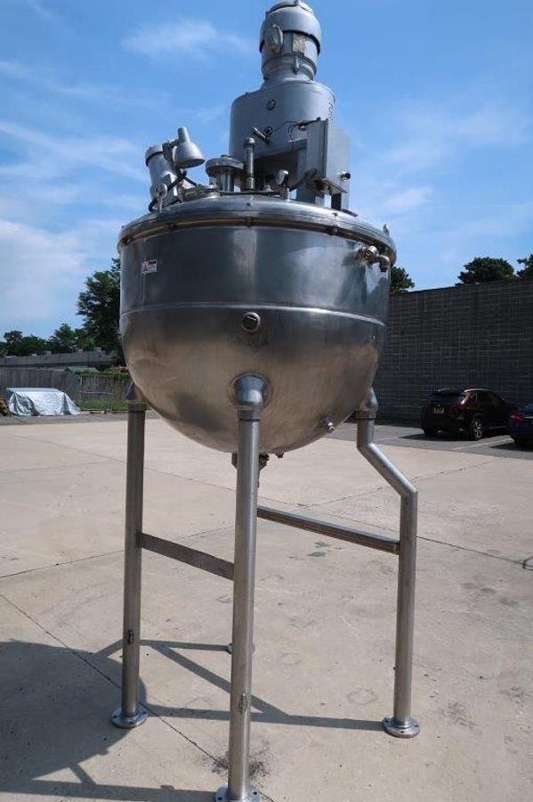 Used 250 Gallon Groen 316 SS Triple Motion Closed Pressure Mixing Kettle, 100 PSI Jacket