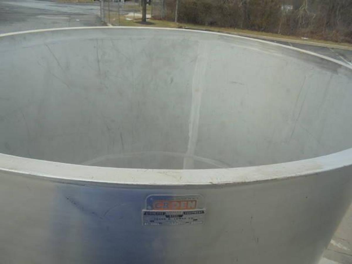 Used 1,000 Gallon Groen Stainless Steel Vertical Tank, Dished Bottom