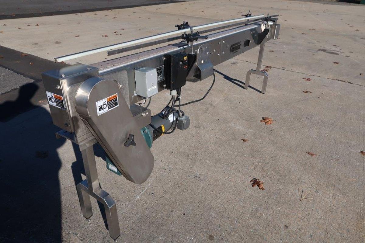 Used Garvey 8-1/2 FT Long Stainless Steel Motorized Bottle Conveyor, Variable Speed