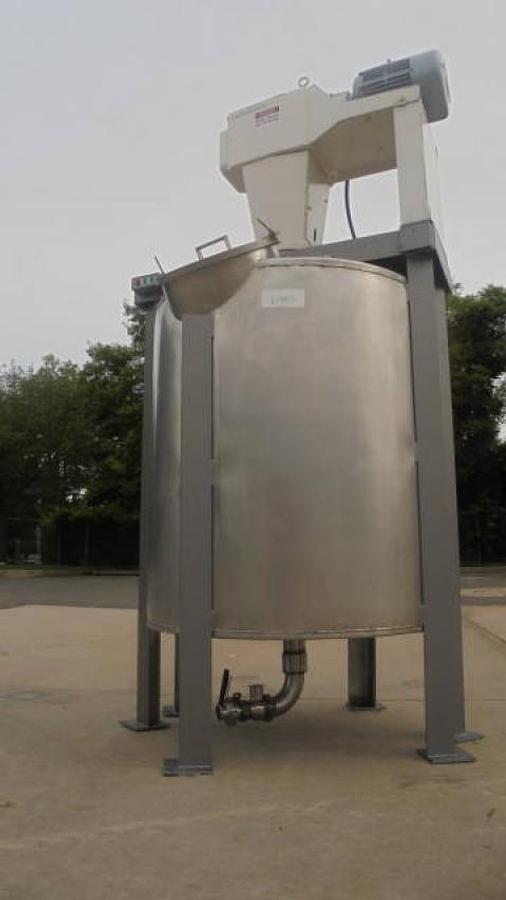 Used 350 Gallon Stainless Closed Top Vertical Mix Tank, 5HP, XP