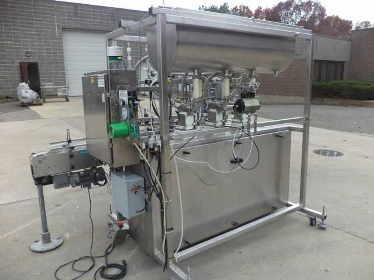 Used Inline Filling Systems Six Spout Servo Positive Displacement Filler