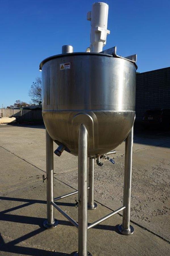 Used 100 Gallon Lee Type 316 SS Hemispherical Kettle, 90 PSI Jacket
