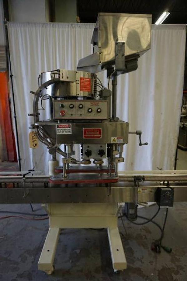 Used Kaps-All G-E Four Spindle Screw Capping Machine, 80 Per Minute