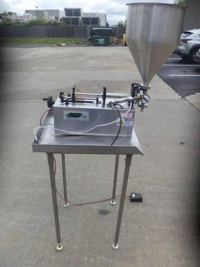 Used REB Air Operated Tabletop Single Piston Filler, with Hopper