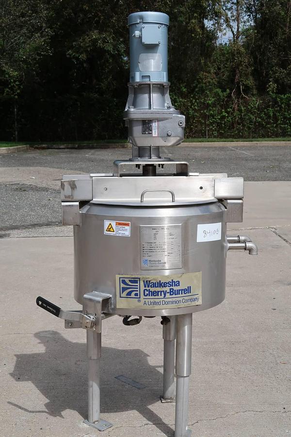 Used 10 Gallon Waukesha Cherry Burrell 316L Stainless Scraper Kettle, 150 PSIG Jacket