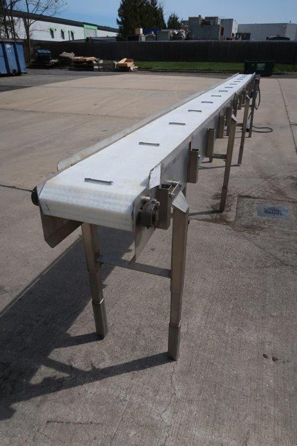 Used 11.5 In. Wide X 21 Ft. Long SS Motorized Conveyor