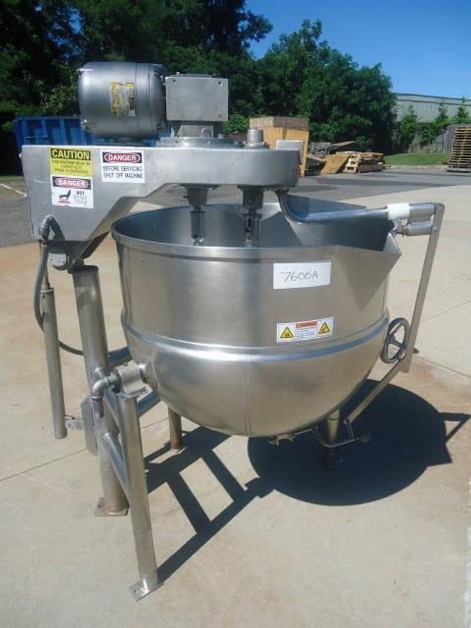 Used 80 Gallon Groen Twin Action Jacketed Mix Kettle, Tilting