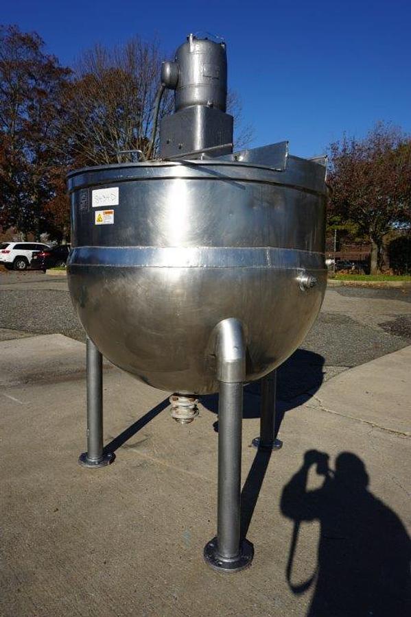 Used 200 Gallon Groen Scraper Agitated Hemispherical Kettle, 100 PSI Jacket