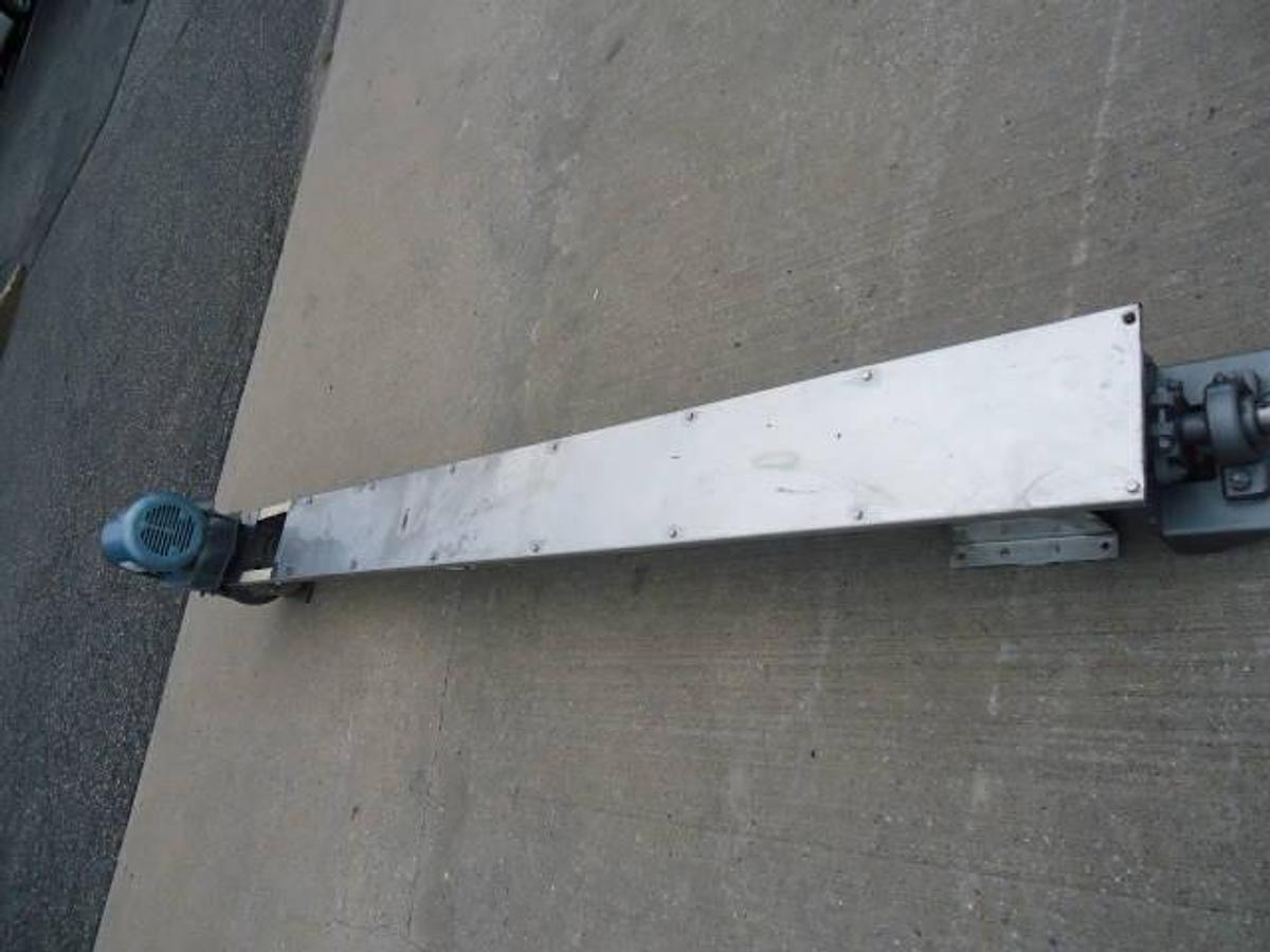 Used Stainless Steel Inclined Screw Conveyor, 7″ Diameter X 104″ Long”