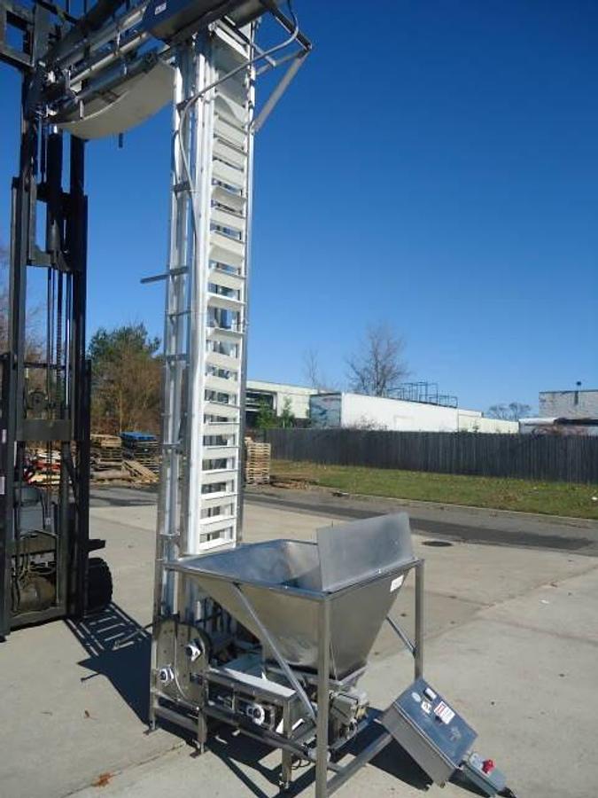Used 15 Ft. High Stainless Steel Bucket Elevator, 6 In. X 12 In. Buckets