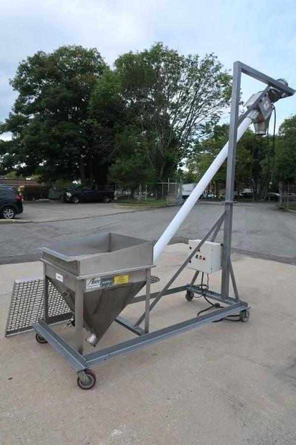 Used AIM 3-3/4 In. Diameter Inclined Flexible Screw Conveying System, Portable