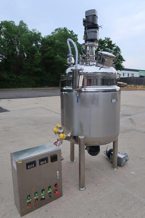 Used 80 Gallon SS Electric Jacketed Emulsifying Vacuum Kettle/Reactor, Mfd. 2023