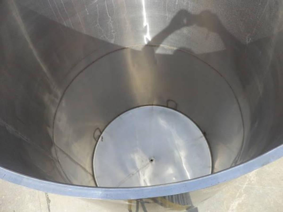 Used 500 Gallon Stainless Steel Vertical Tank, Cone Bottom
