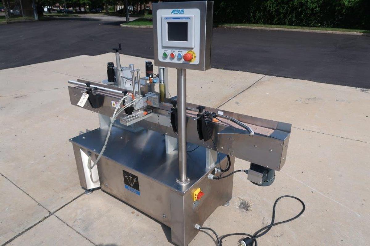 Used Aesus Eco Wrap Prism Automatic Inline Pressure Sensitive Labeler