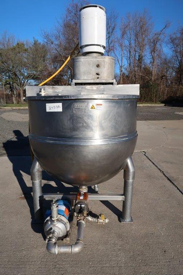 Used 150 Gallon Groen Twin Action Scraper Kettle, 100 PSI Jacket