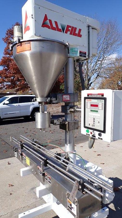Used All Fill Single Head Automatic Powder Filler, with Conveyor