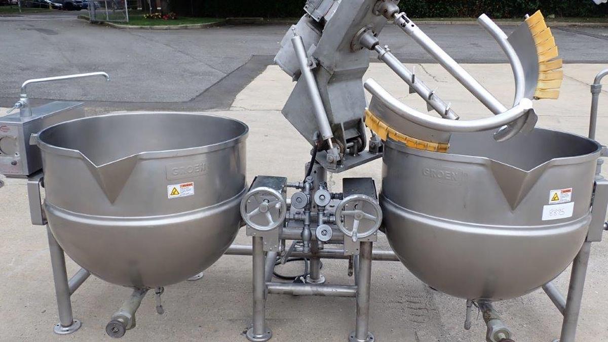 Used Groen Dual Kettle Mixing System, 80 Gallon Each