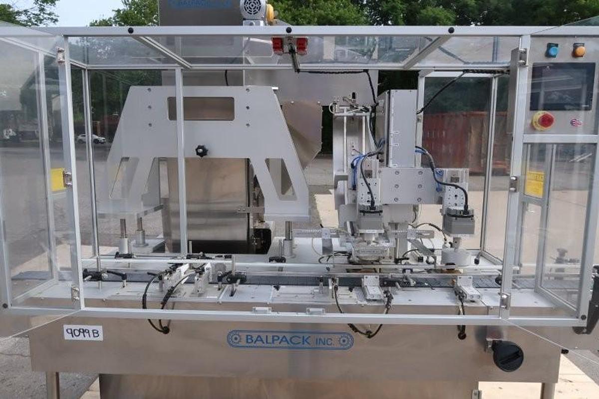 Used Balpack Automatic CEIB Inline Dual Station Chuck Capper