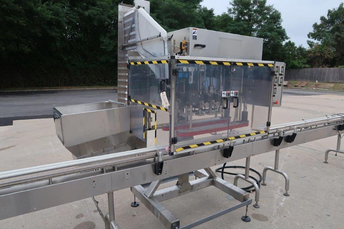 Used Filling Equipment Co. Six (6) Spindle Inline Automatic Screw Capping Machine, 120 PM