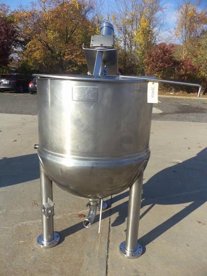 Used 200 Gallon Lee 316 Stainless Steel Scraper Agitated Kettle, 100 PSI Jacket