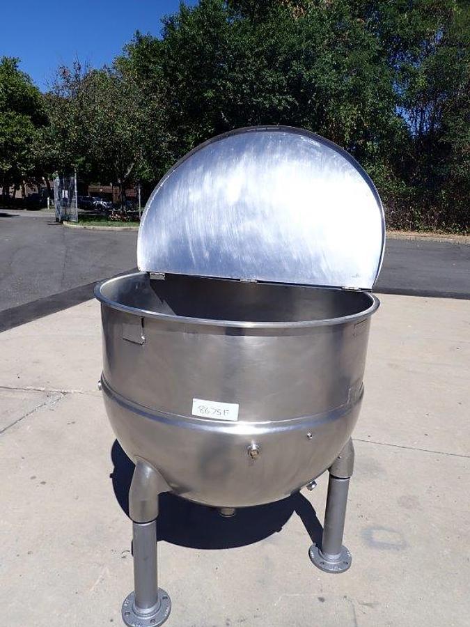 Used 150 Gallon Groen Stainless Steel Hemispherical Jacketed Kettle, 3 In. Tri-Clamp Discharge