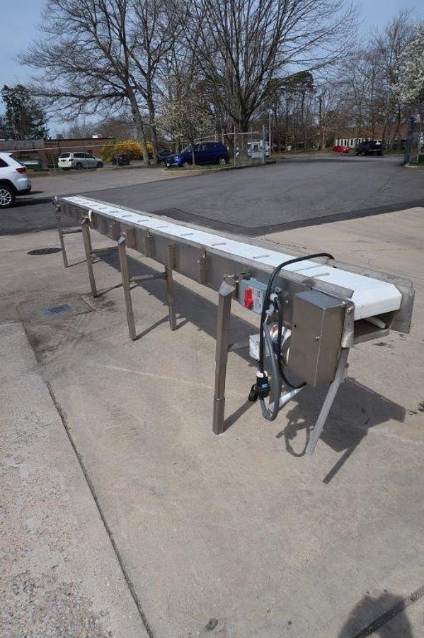 Used 11.5 In. Wide X 21 Ft. Long SS Motorized Conveyor
