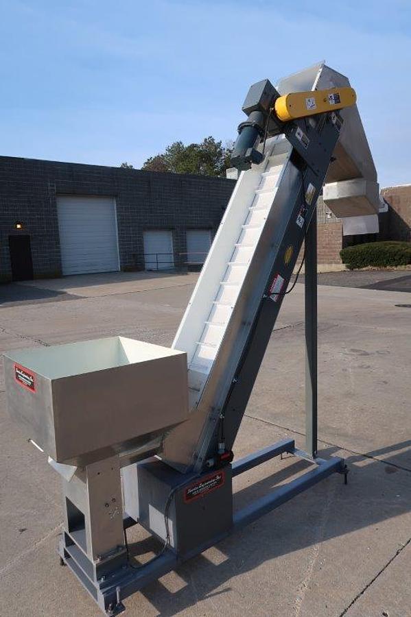 Used Hytrol 12 In. Wide Inclined Cleat Belt Conveyor/Feed, 80 In. Discharge Height