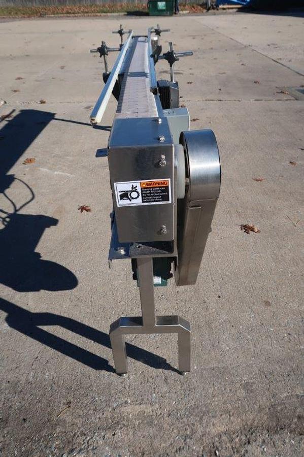 Used Garvey 8-1/2 FT Long Stainless Steel Motorized Bottle Conveyor, Variable Speed