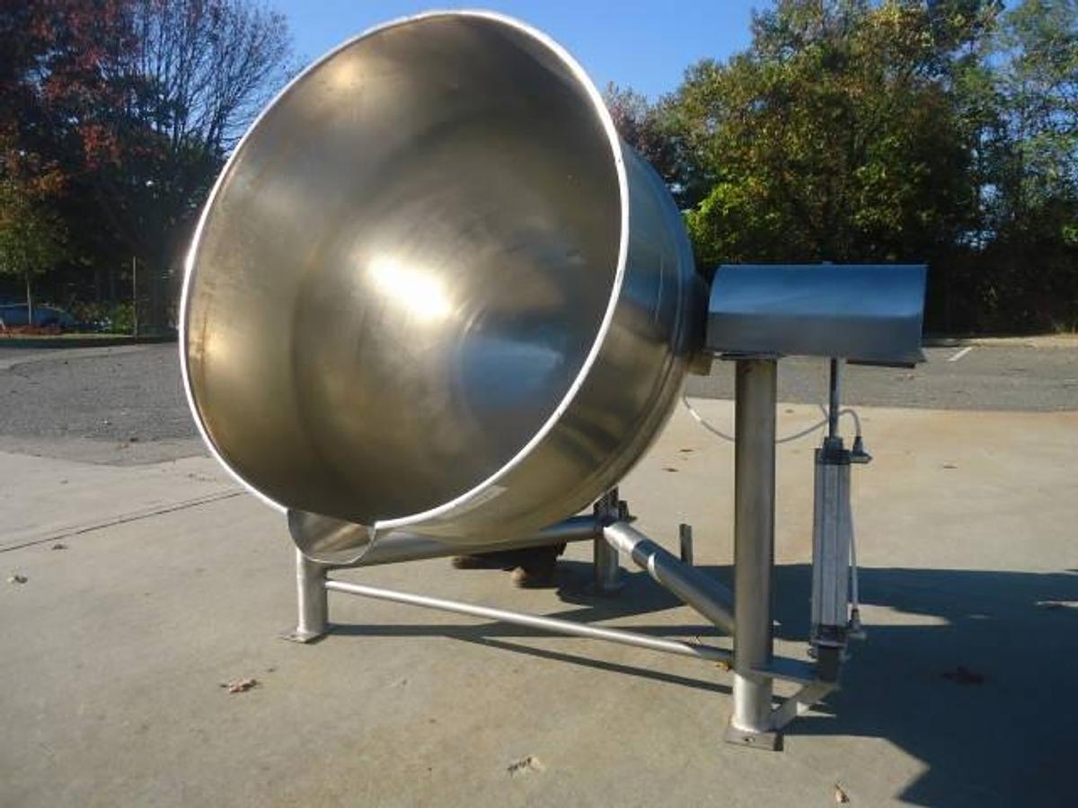 Used 150 Gallon Lee Stainless Steel Hemispherical Tilt Kettle