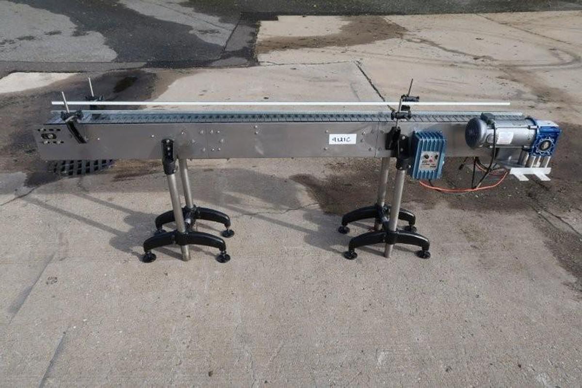 Used 6 In. Wide X 9 Ft. Long Stainless Steel Motorized Conveyor