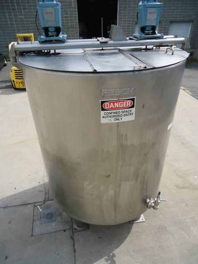 Used 2,200 Gallon Pesch Stainless Steel Vertical Mix Tank, Dished Bottom