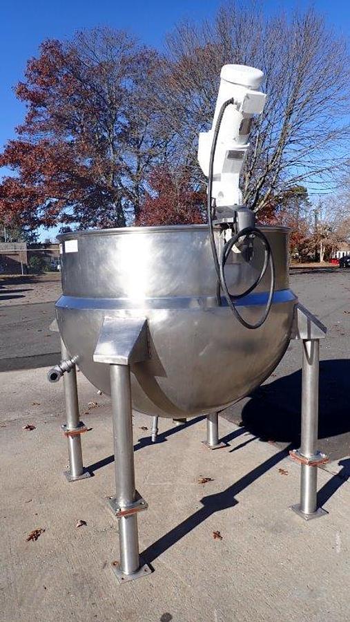 Used 250 Gallon Lee 316 SS Hemispherical Kettle, 90 PSI