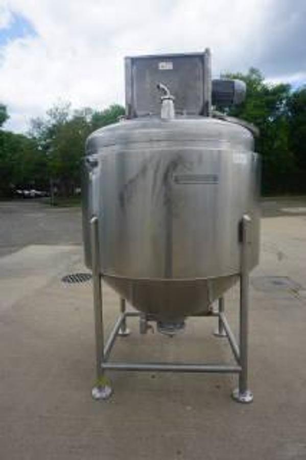 Used 500 Gallon Casale Stainless Jacketed Scraper Agitated Kettle, Cone Bottom