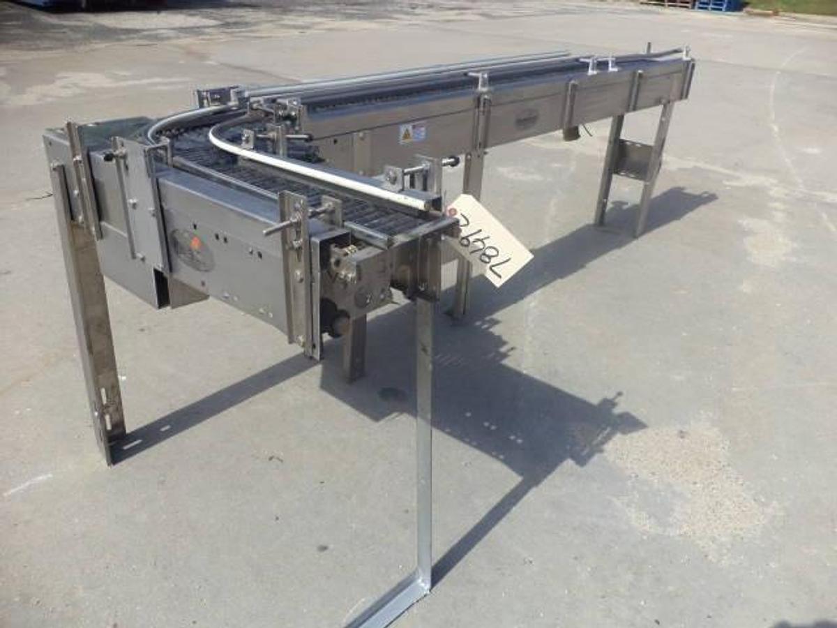 Used Shuttleworth 106 In. “L” Shaped Conveyor, 5-1/2 inch wide belt