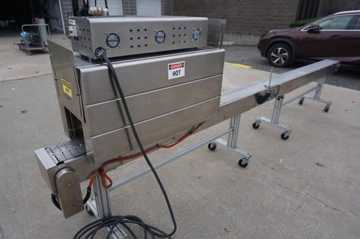 Used 10 In. Wide X 13 In. High Shrink Tunnel with 15 Ft. Long Conveyor