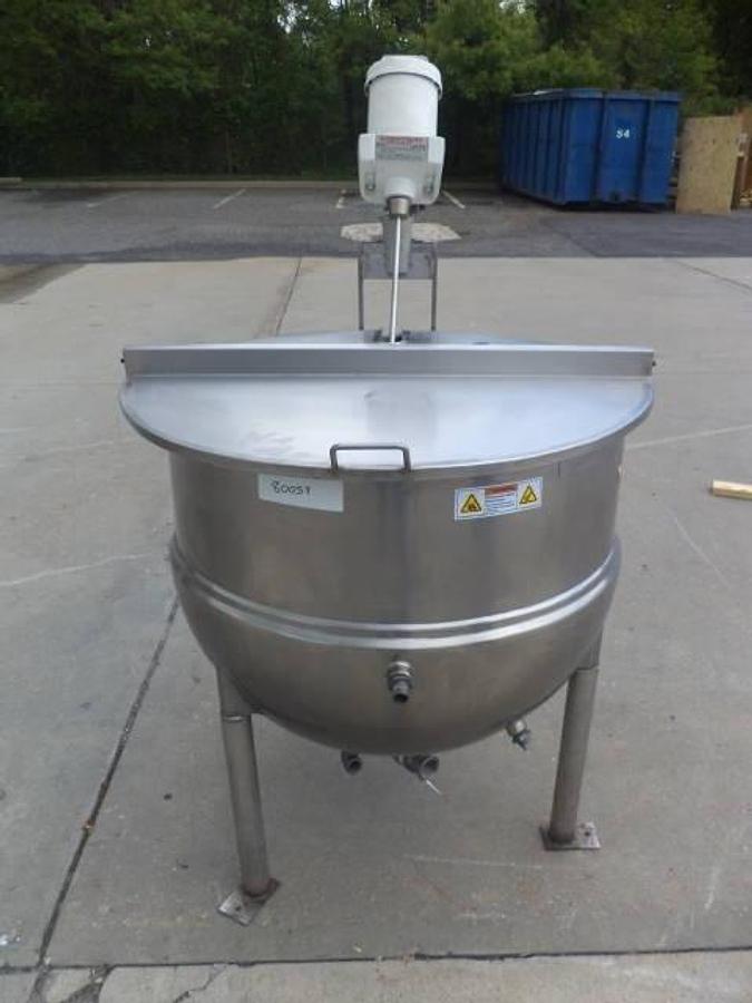 Used 100 Gallon Groen Stainless Hemispherical Kettle, 100 PSI Jacket