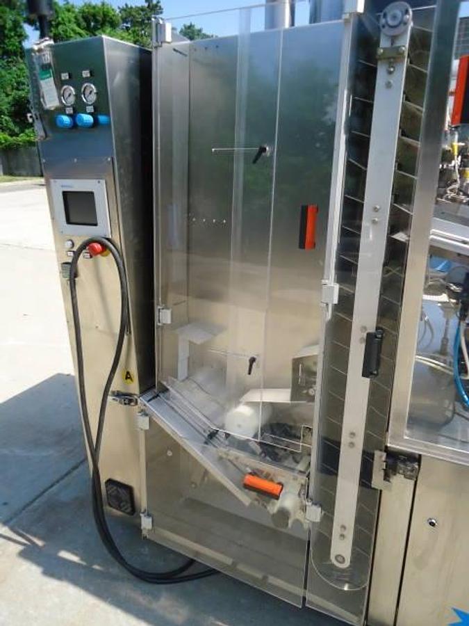 Used Unipac/Romaco 160 Hot Air Plastic Tube Filling And Sealing Machine, 100 Per Minute