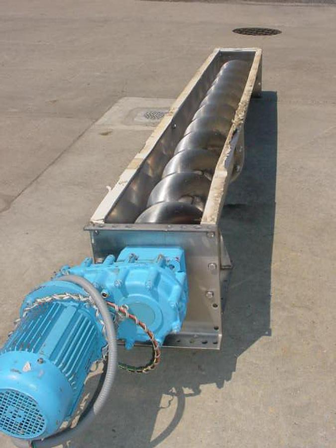 Used 11″ Diameter X 10′ Long Stainless Steel Motorized Screw Conveyor