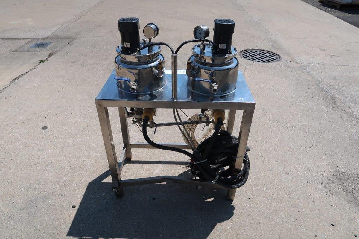 Used Battery of Two 1 Gallon SS Jacketed Mix Tanks/Kettles