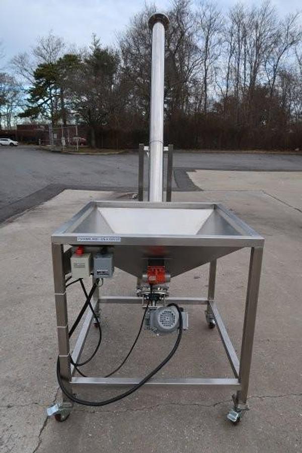 Used Inclined Stainless Steel Screw Feeder/Conveyor, with Vibratory Hopper