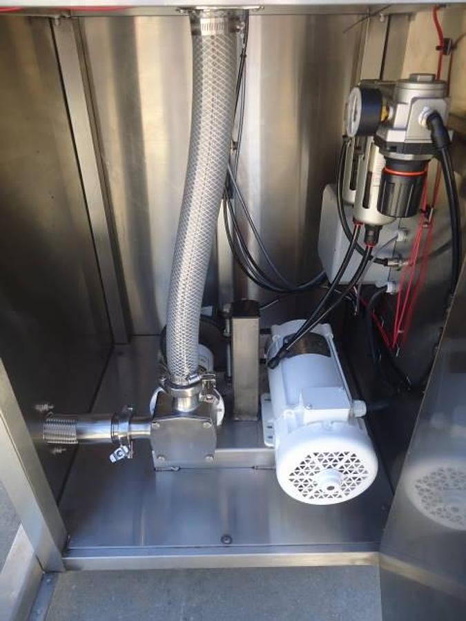 Used Inline Filling Systems Six Head Level Head Overflow Pressure Filler With 20 Ft. Conveyor