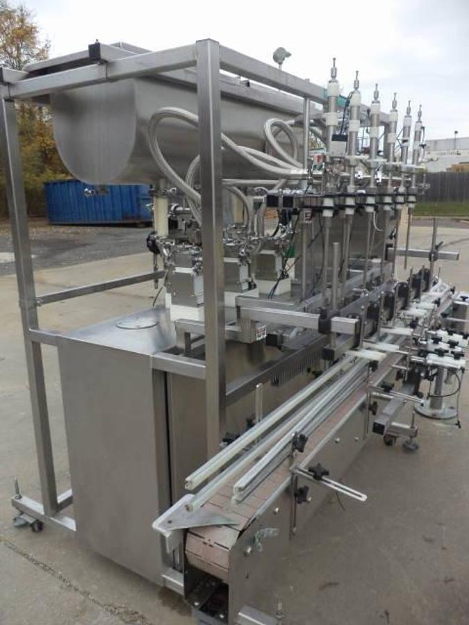Used Inline Filling Systems Six Spout Servo Positive Displacement Filler