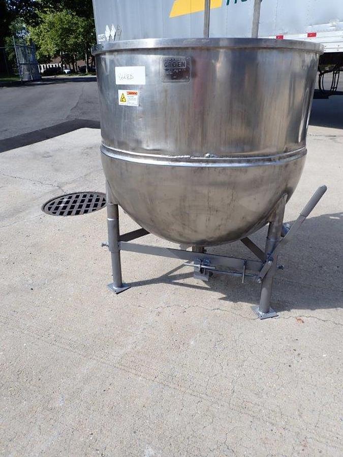 Used 125 Gal Groen 316SS Hemispherical Kettle, 100 PSI Jacket