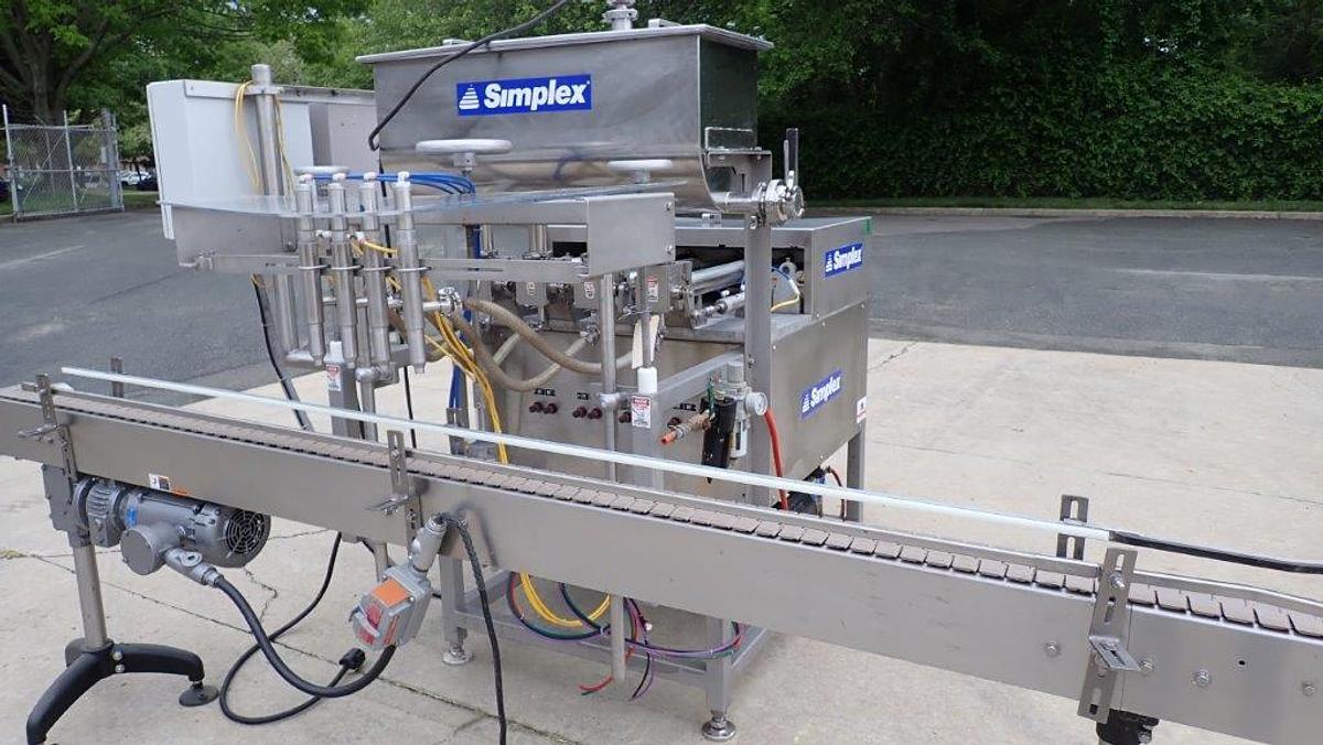 Used Simplex V-400 Four Piston Filling Machine, 32-Ounce Pistons