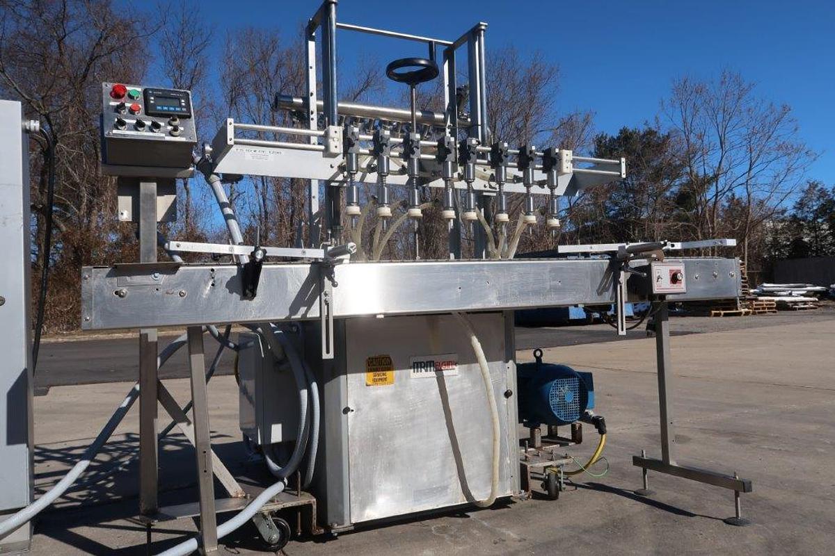 Used MRM/Elgin 8-Head Straightline Overflow Filling Machine