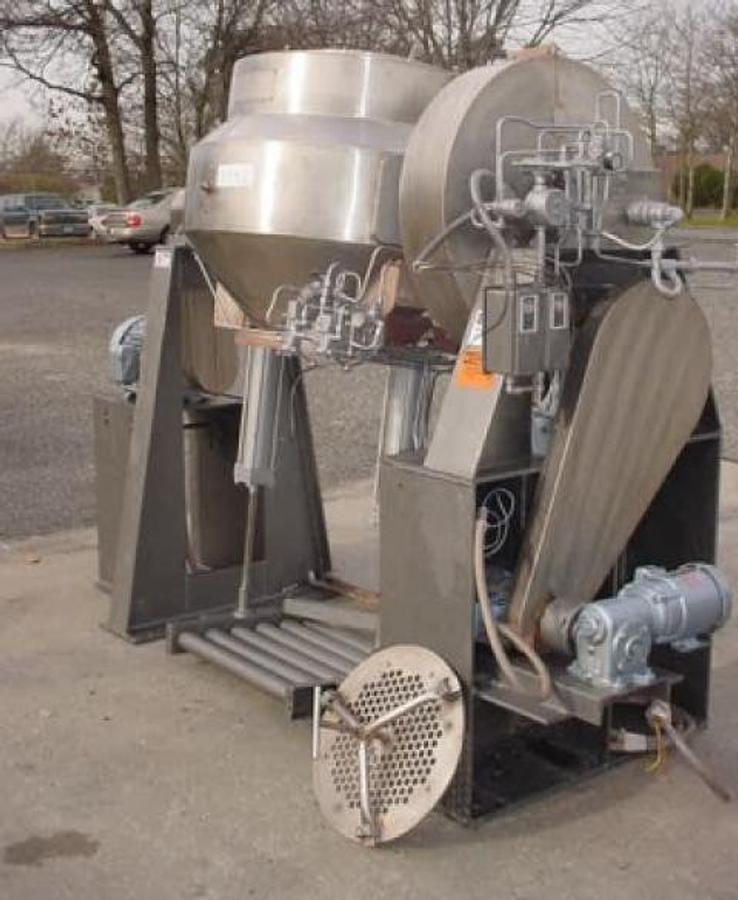 Used 10 Cu. Ft. Gemco SS Double Cone Blender w/Liquids/Solids Bar