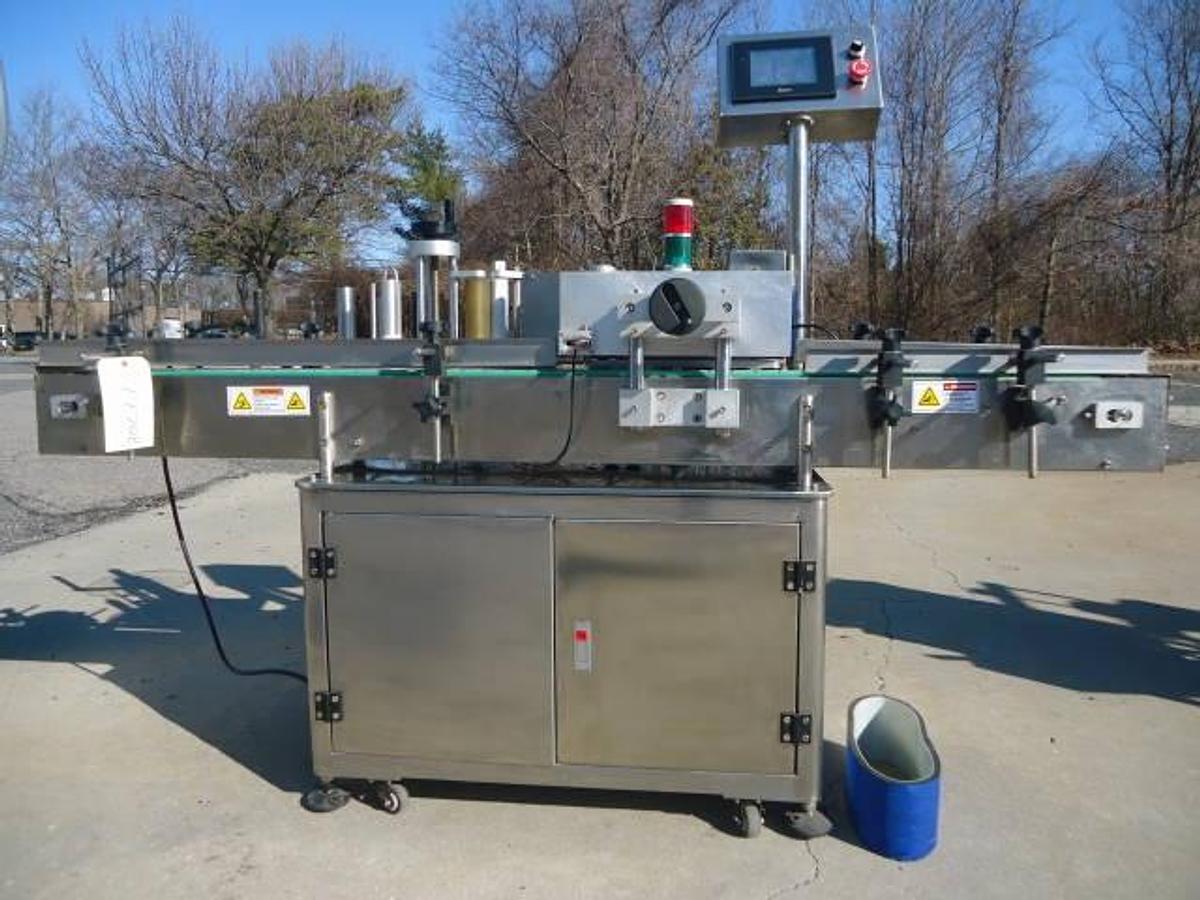 Used Ocean Packing Automatic Spot/Wraparound Pressure Sensitive Labeler, Stainless