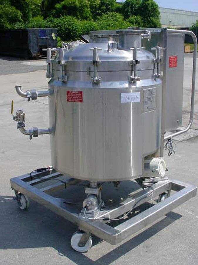 Used 80 Gallon Cherry Burrell Jacketed Pressurized Vessel, High Speed Disperser Head, 316 Ss