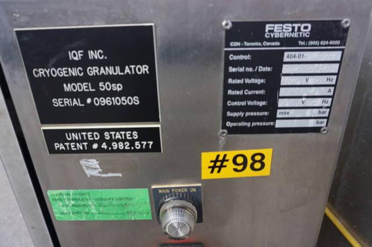 Used IQF Cryogenic Granulator/Pelletizer, Stainless Sanitary
